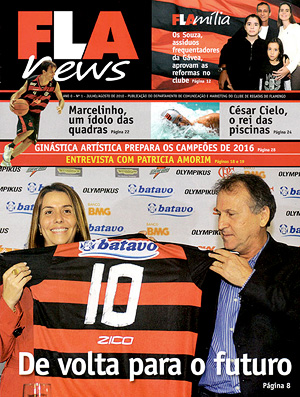 capa da revista do flamengo, fla news, com zico e patricia amorim