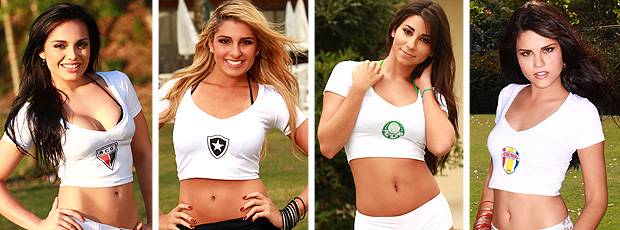 MONTAGEM - Musas de Atlético-GO, Botafogo,  Palmeiras e Grêmio Prudente 