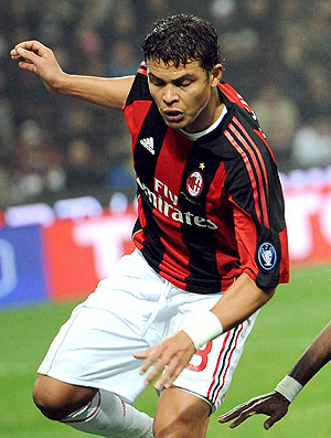 Thiago Silva na partida do Milan contra o Inter de Milão