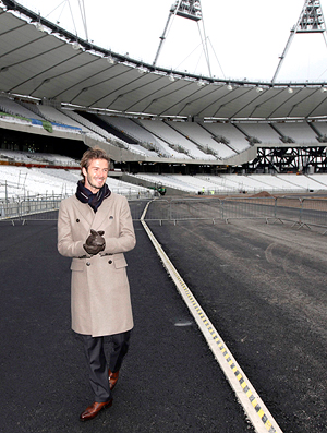 David Beckham no estádio olímpico de Londres