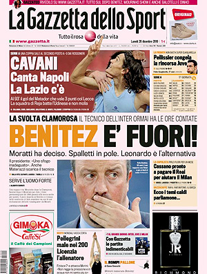 reprodução jornal gazzetta dello sport rafa benitez demitido  do internazionale