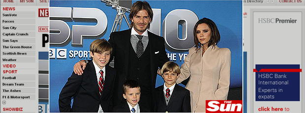 Beckham com os filhos e esposa