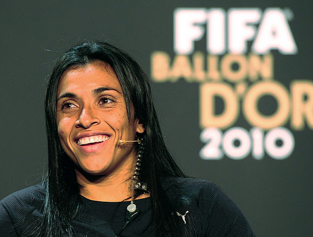 Marta durante coletiva do prêmio Bola de Ouro da FIFA