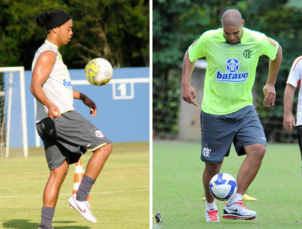 Montagem Adriano e Ronaldinho (Foto: Reprodução)