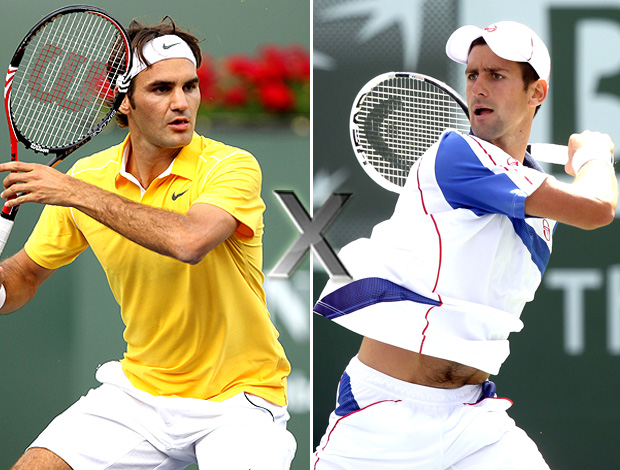 montagem Federer x Djokovic tênis (Foto: Editoria de Arte / GLOBOESPORTE.COM)