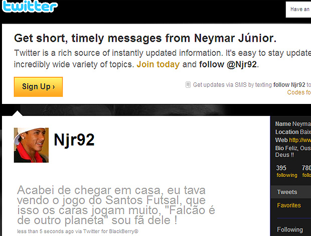 Twitter Neymar (Foto: Reprodução)