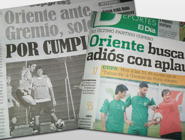 jornal bolívia grÊmio e oriente petrolero (Foto: Editoria de Arte / Globoesporte.com)