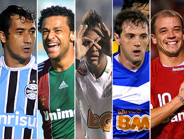 montagem jogadores Libertadores Douglas Fred Neymar Montillo D´Alessandro (Foto: Editoria de Arte / GLOBOESPORTE.COM)