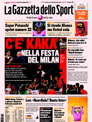 reprodução gazzetta dello sport kaká festa milan (Foto: reprodução jornal Gazzetta dello sport)