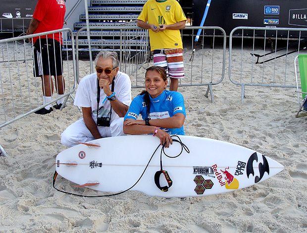 Fernando e Maya Gabeira no Rio Pro (Foto: Gabriele Lomba / Globoesporte.com)