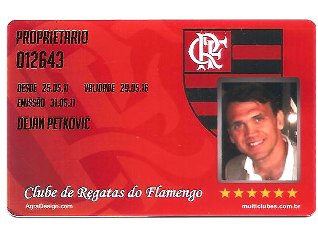 carteirinha de sócio de Petkovic no Flamengo (Foto: Divulgação/ Assessoria de imprensa )