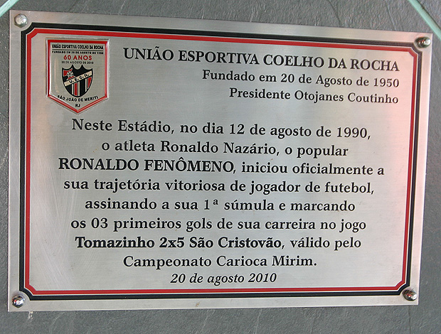 placa ronaldo coelho da rocha (Foto: Coelho da Rocha / Divulgação)