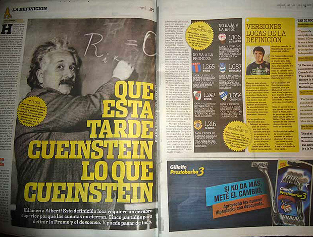 reprodução jornnal OLE rebaixamento campeonato argentino (Foto: reprodução Jornal ole)