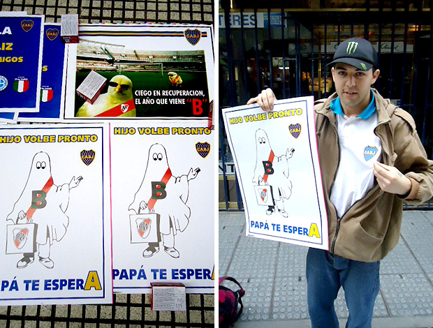 cartaz boca juniors provoca rival river plate (Foto: Marcos Felipe / Globoesporte.com)