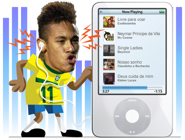 ilustração Neymar iPod (Foto: ArteEsporte / Cláudio Roberto)