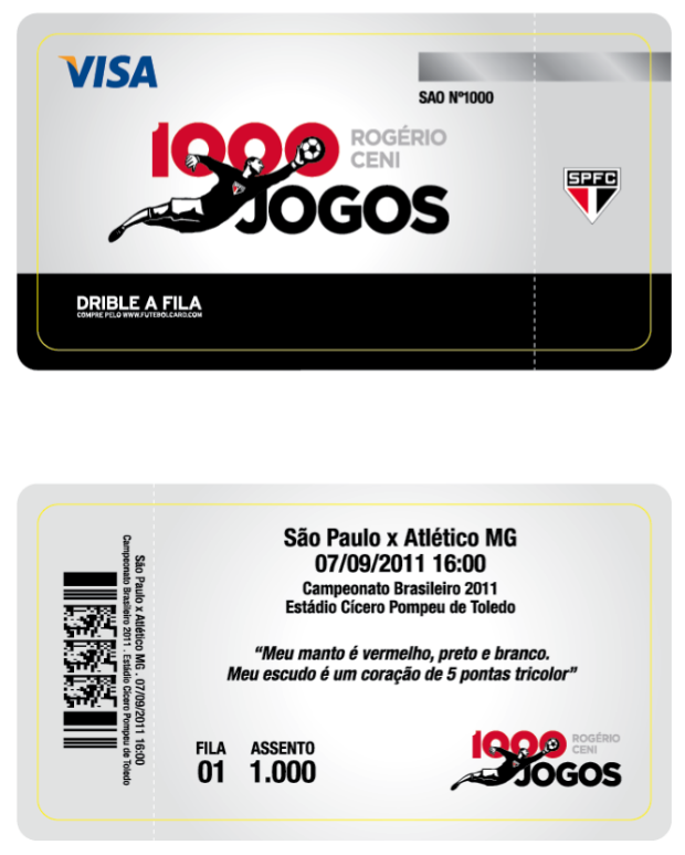 Reprodução do ingresso do jogo 1000 de Rogério Ceni (Foto: Divulgação)