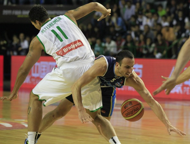 basquete Hettsheimer Ginobili brasil x argentina copa america (Foto: ap)