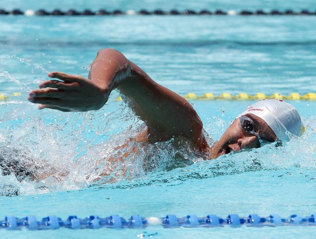 Brandonn Pierry de Almeida ganha prova dos 400m livre nas Olimpíadas Escolares (Foto: Wagner Carmo / COB)