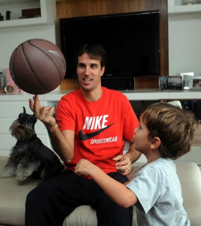 Marcelinho Machado e o filho Gustavo basquete (Foto: André Durão)