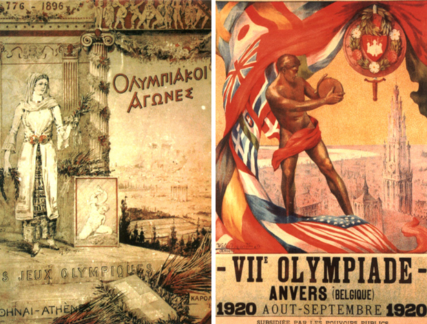 cartazes Jogos Olímpicos Atenas 1896 e Antuerpia 1920 (Foto: Reprodução)