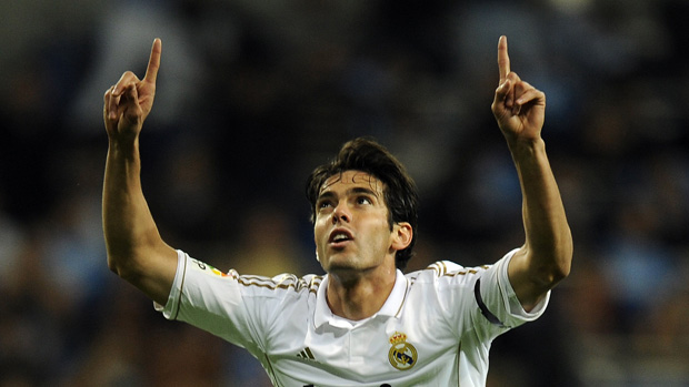 Kaká comemora gol do Real Madrid sobre o Villareal (Foto: AFP)