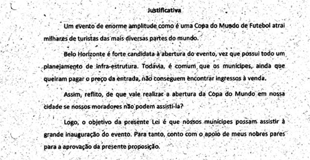 Justificativa do vereador Adriano Ventura (PT) (Foto: Assessoria de imprensa do vereador)