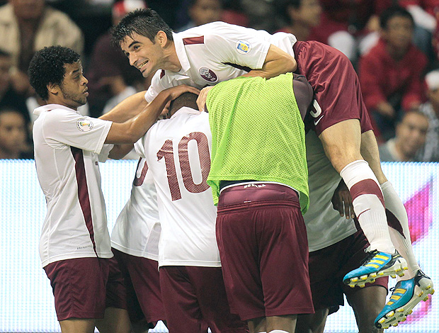 Comemoração do Qatar 3 x 0 Indonesia (Foto: Reuters)