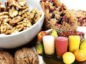 Frutas, barras de cereal e sucos (Foto: Arte/TVCA)