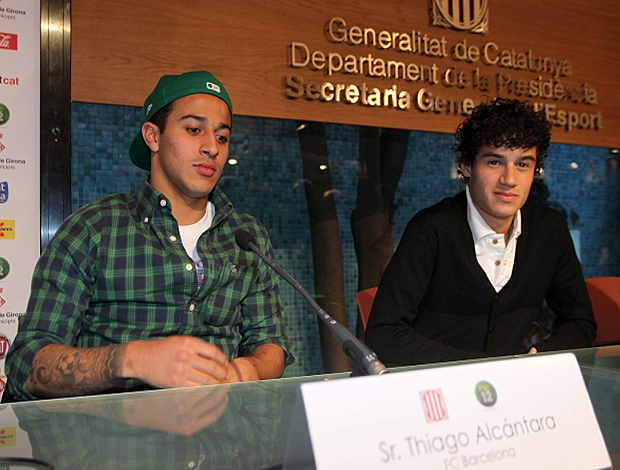 Thiago Alcântara e Philippe Coutinho Espanyol (Foto: Site Oficial do Espanyol)