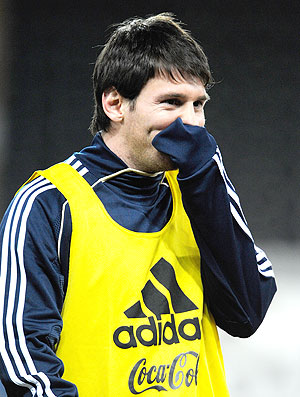 Messi no treino da Argentina (Foto: AFP)