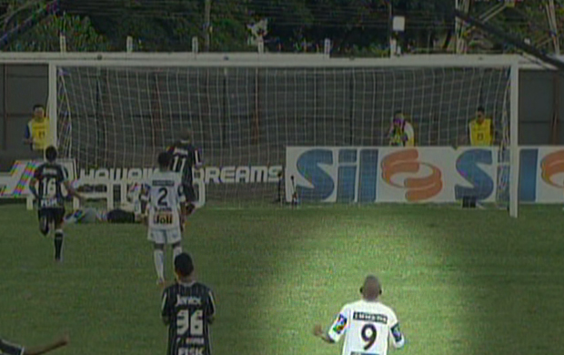 Bombinha aparece no centro do gramado batendo palmas após o gol do Corinthians (Foto: Reprodução EPTV)