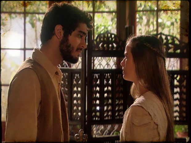 Antônia diz para Cícero que Inácio é seu verdadeiro amor (Foto: Cordel Encantado/Tv Globo)