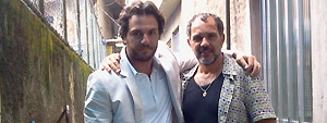 Rodrigo Lombardi e Humberto Martins gravam sequência de ação  (OAstro/TVGlobo)