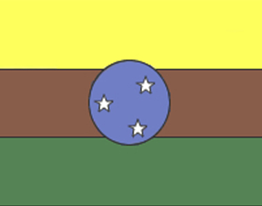 ReproduÃ§Ã£o em desenho da bandeira de PrudentÃ³polis, idealizada para simbolizar elementos da cidade