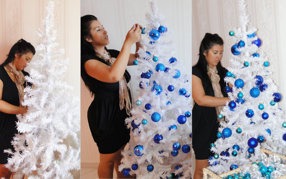 Em homenagem ao filho, Gabriel, ex-BBB Priscila monta árvore de Natal azul  - fotos em Por trás das câmeras - Vídeo Show