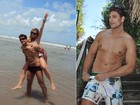 Ex-BBB Eliéser e namorada curtem praia em João Pessoa