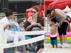 Grávida, Lavínia Vlasak curte praia no Rio com o filho