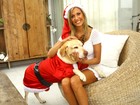 Luisa Mell posa com seus cachorros em clima natalino