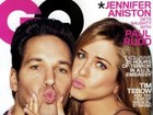 De sutiã, Jennifer Aniston posa com Paul Rudd em capa de revista