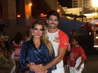 Ex-BBBs Adriana e Rodrigão 
chegam juntos à Sapucaí