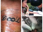 Luciele di Camargo faz tatuagem em homenagem ao marido