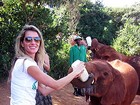 Gisele Bündchen dá mamadeira para elefante no Quênia