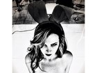 Coelhinha da Playboy, Márcia Spézia posa com orelhas de coelho e lingerie