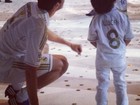 Kaká comemora título do Real Madrid com o filho Luca
