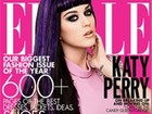 Com os cabelos roxos e longos, Katy Perry é capa de revista