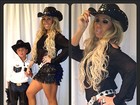 De sainha, Andrea Andrade se veste de cowgirl para a festa do filho