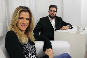 Ingrid Guimarães e Fernando Ceylão no programa dele, "Formato clássico" (Foto: Rodrigo Molina/Divulgação)