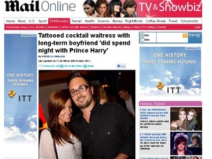 Jessica Donaldson, garçonete que passou a noite com o Principe Harry (Foto: Mail Online/Reprodução)