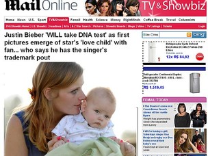 Jornal divulga primeira foto do suposto filho de Justin Bieber (Foto: Reprodução/Daily Mail)