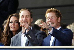 Kate Middleton e os príncipes William e Harry (Foto: Reuters)